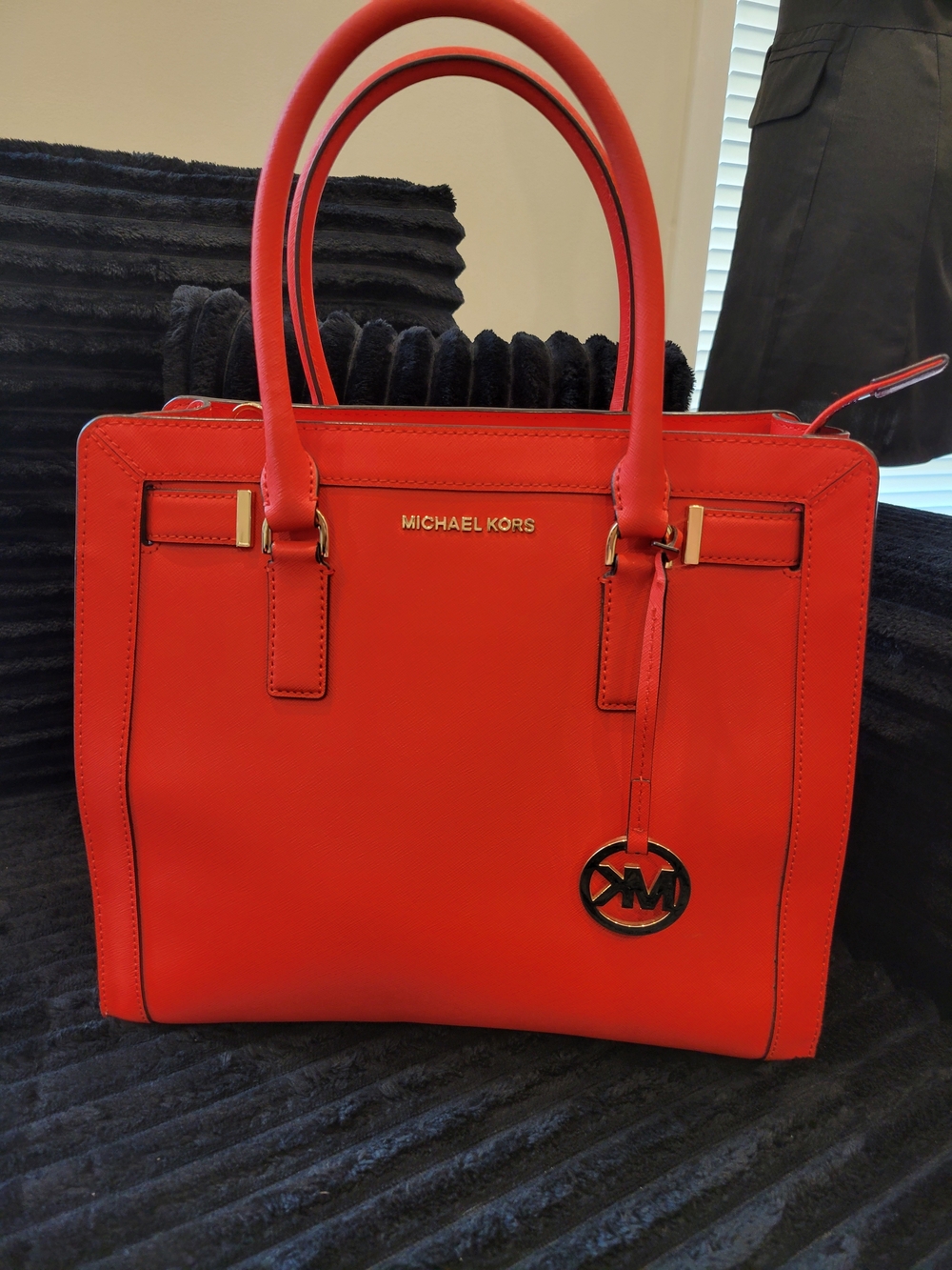 Michael Kors Red Leather Tote with Gold Hardware
